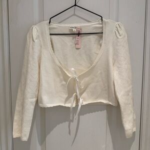 For Love & Lemons White Cropped Cardigan